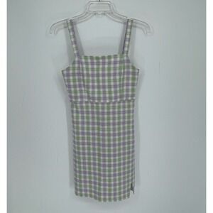Clockhouse Women's Y2K Style Purple Green Plaid Sleeveless Mini Dress Size Small